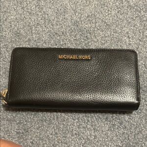 Michael Kors Black Leather Clutch with Gold Accents
